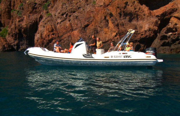 Scandola Nature Reserve with a Zodiac